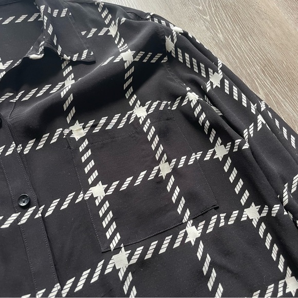 Anine Bing Aspen Shirt in Black and White Plaid Button Up Long Sleeve - Picture 4 of 10